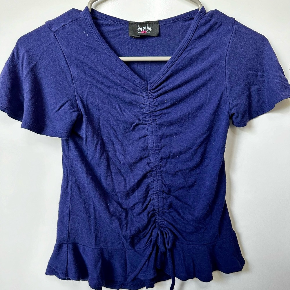 By&by Girls' Big Short Sleeve Cinched Front Top